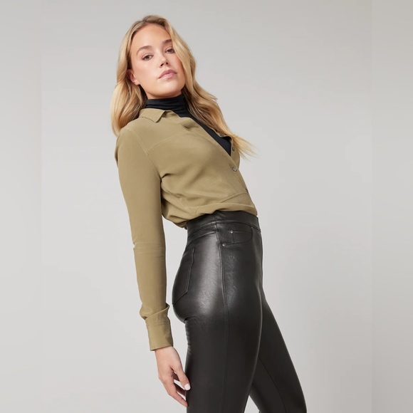 SPANX Faux Leather Ankle Skinny Pants in Black Size M - Picture 9 of 14